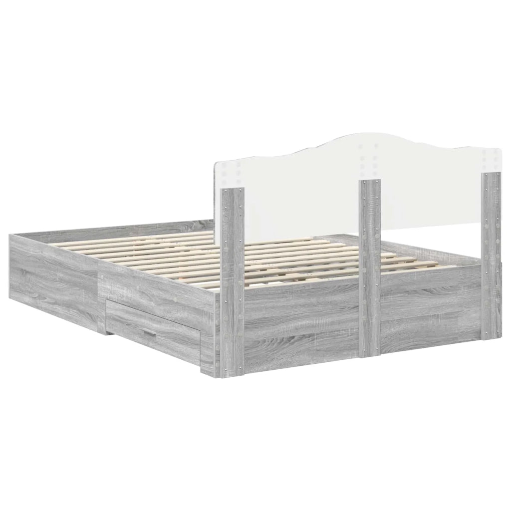 Letto matrimoniale | Letto per adulti | Struttura del letto con testiera Grigio Sonoma 140 x 190 cm