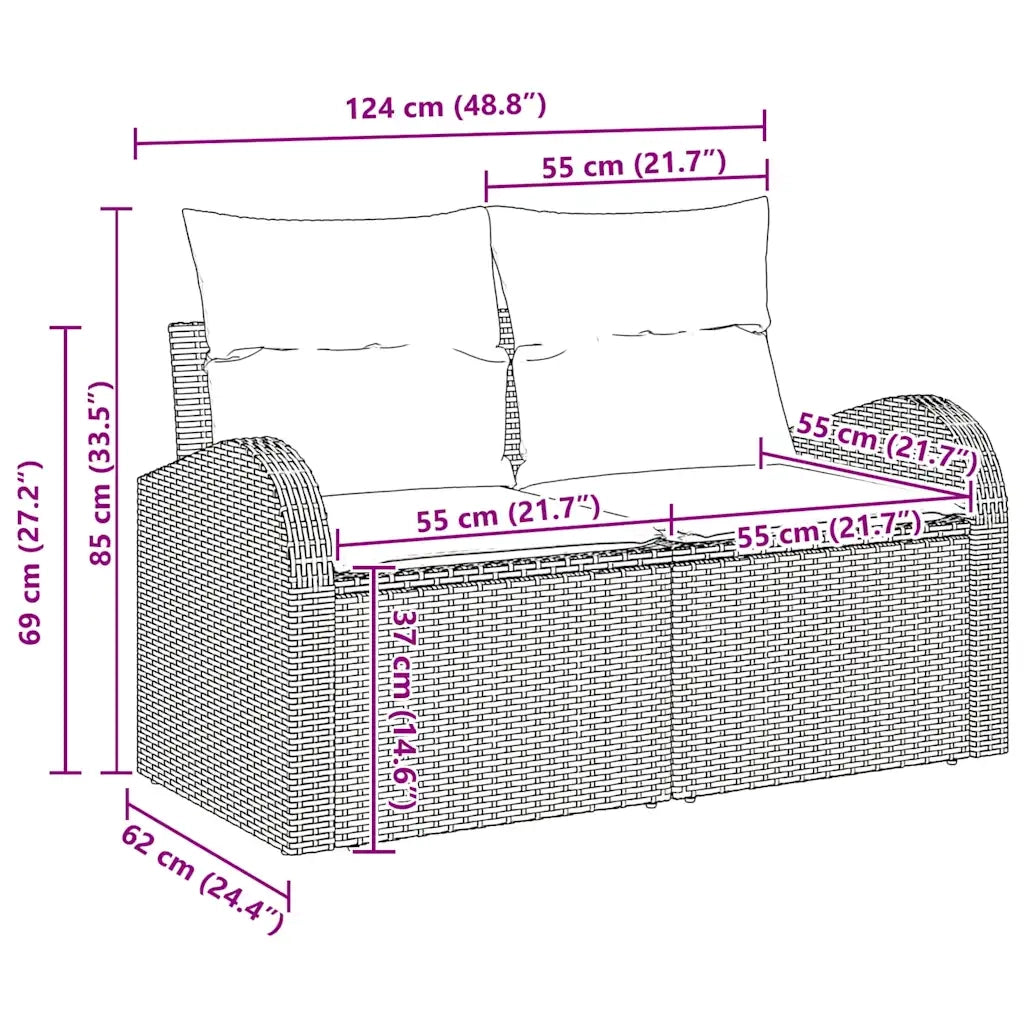 Set Divano da Giardino con cuscino 10 pcs Nero polyrattan 3347621