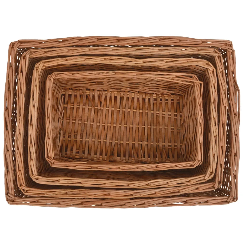 Set Cestini Impilabili 4 pz Marroni in Salice 286981