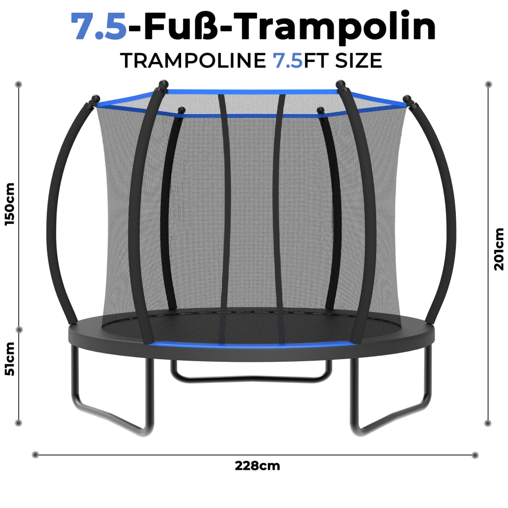 Trampolino 7.5FT con rete di protezione, trampolino ricreativo da esterno per bambini, approvato ASTM