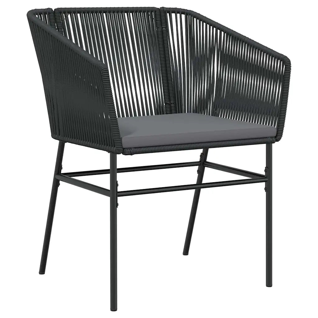 Set da Pranzo per Giardino con cuscino 3 pcs Nero