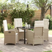 Set da Pranzo per Giardino con cuscino 5 pcs Beige polyrattan