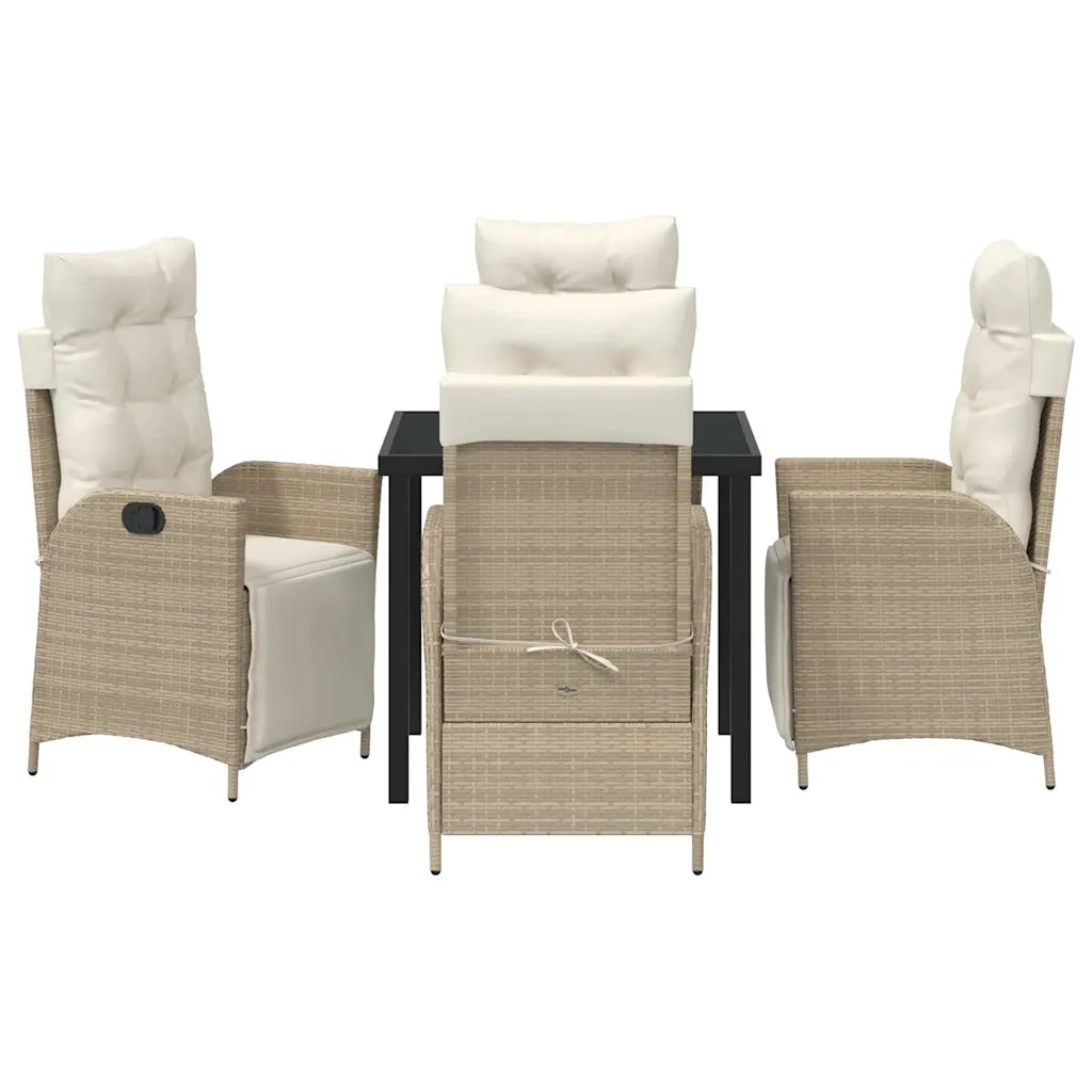 Set da Pranzo per Giardino con cuscino 5 pcs Beige polyrattan