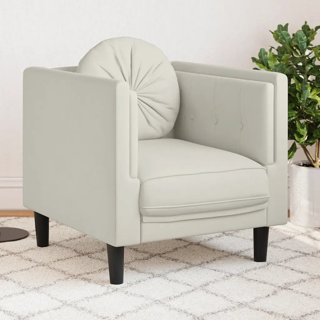 Poltrona con Cuscino Crema in Velluto 372629