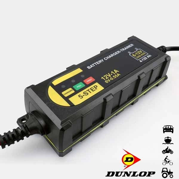 Caricabatterie Mantenitore Batteria Auto Moto Portatile + Cavetti 6V 12V Dunlop