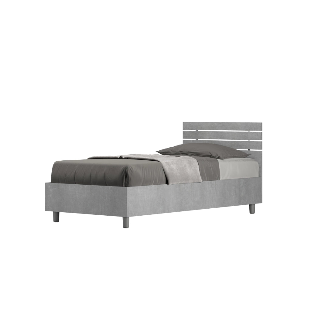 BS COM Letto singolo con rete 80x200 testata dritta con doghe cemento