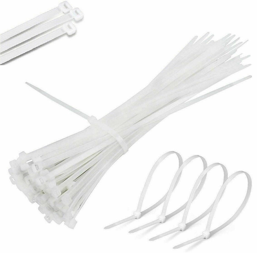Trade Shop - Set 100 Fascette Plastica Per Cablaggio 7,6 X 450mm Stringi Cavo Bianche B4576 -