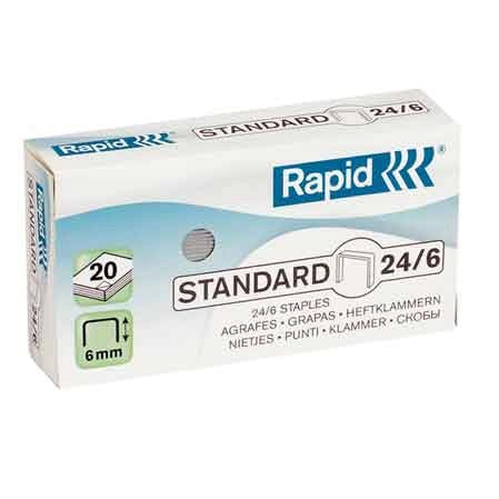 PUNTI PER CUCITRICE '24/6' Per codice 0496202 - H. 6 mm - confezione 2000 pezzi - RAPID