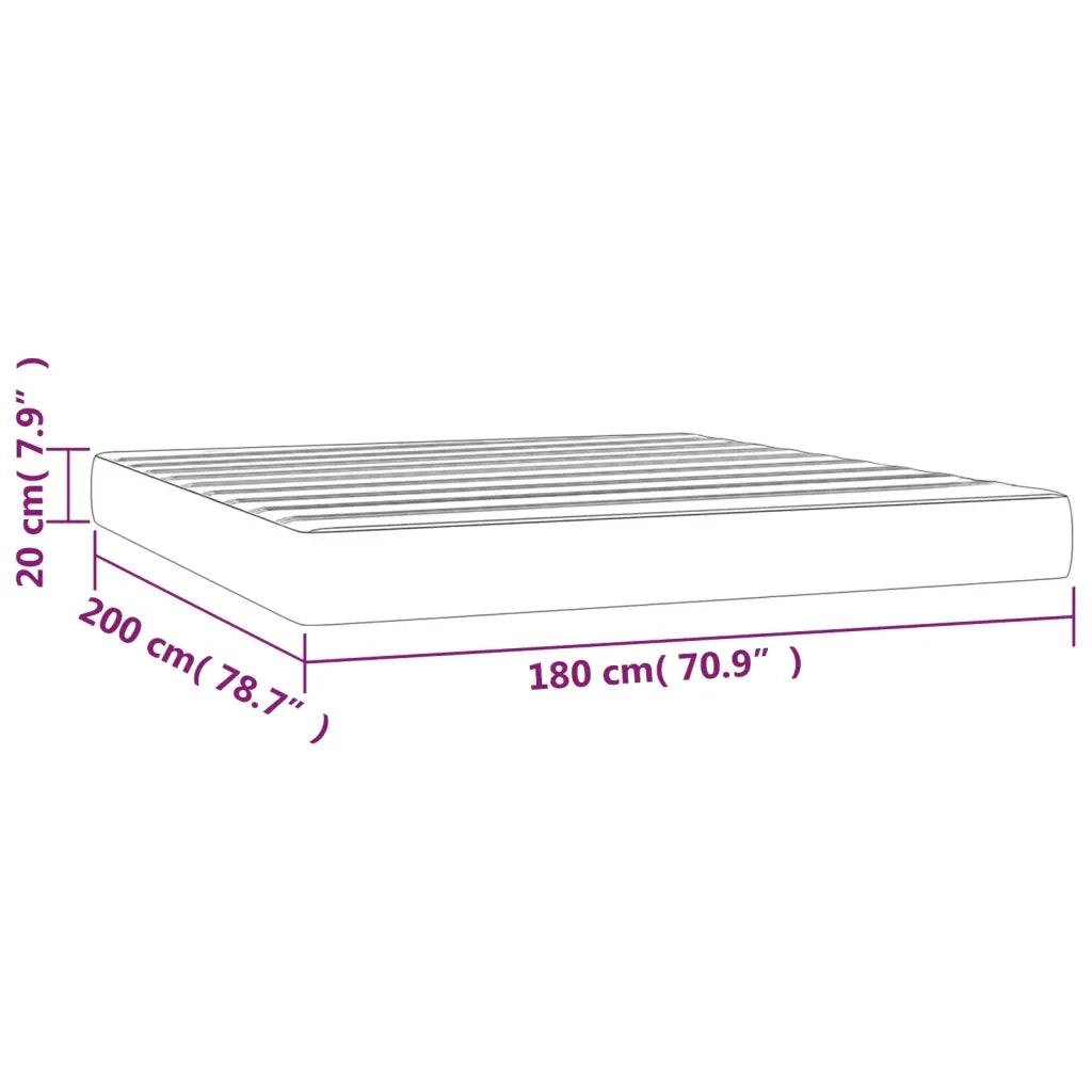 Materasso a Molle Insacchettate Rigidità Media Grigio Scuro 180x200x20 cm in Velluto 347849