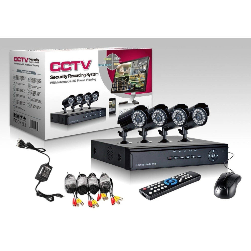 Trade Shop - Kit Videosorveglianza Ccd Dvr 4 Canali Telecamera Infrarossi Ir 24 Led Lan 3g -