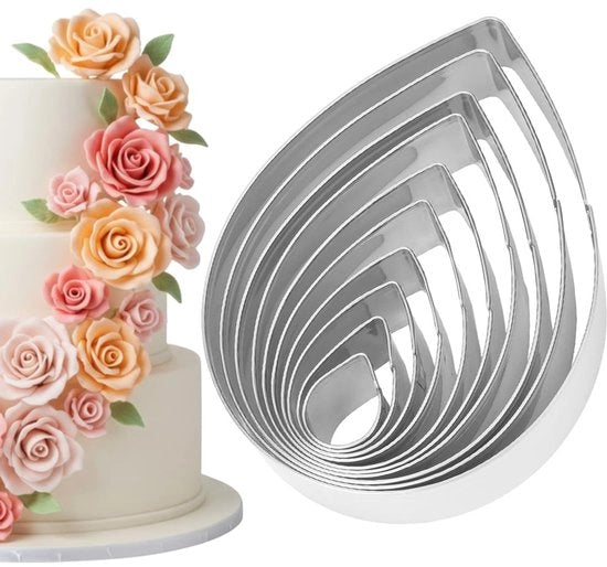 Set di taglio 18 pezzi - Forme e foglietti di gomma per pasta - Decorazioni per terra e biscotti - Modellini - Foglie di rosa