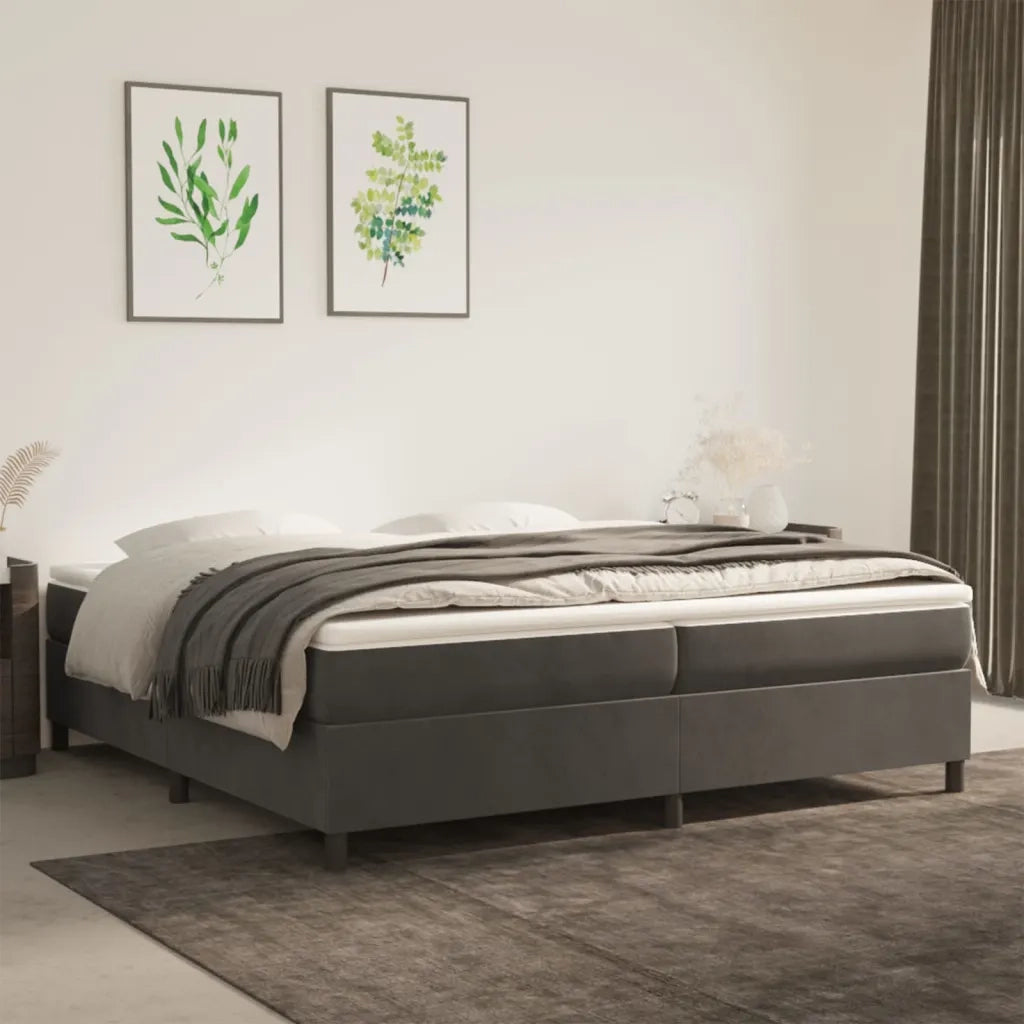 Struttura Letto a Rete a Molle Grigio Scuro 200x200 cm Velluto