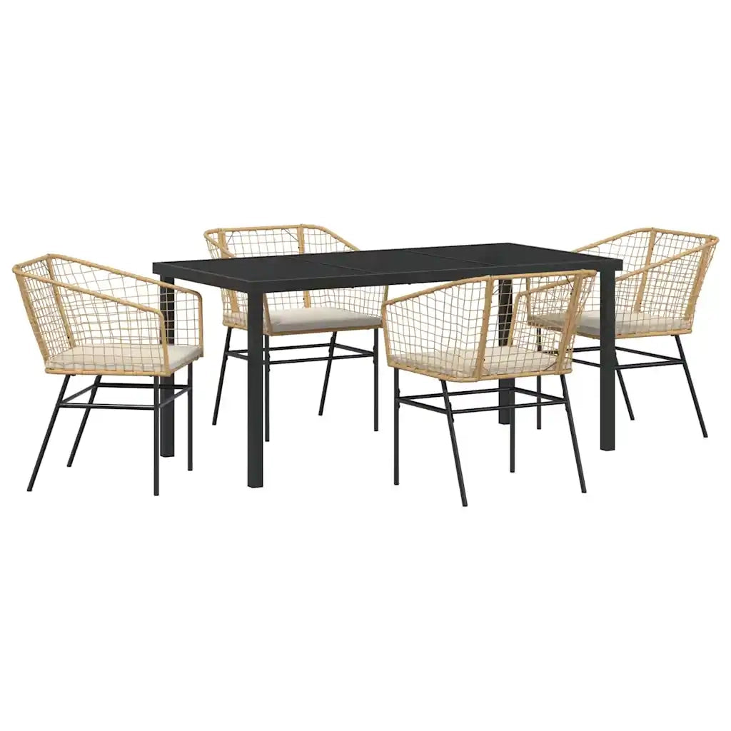Set da Pranzo per Giardino 5 pcs Marrone polyrattan