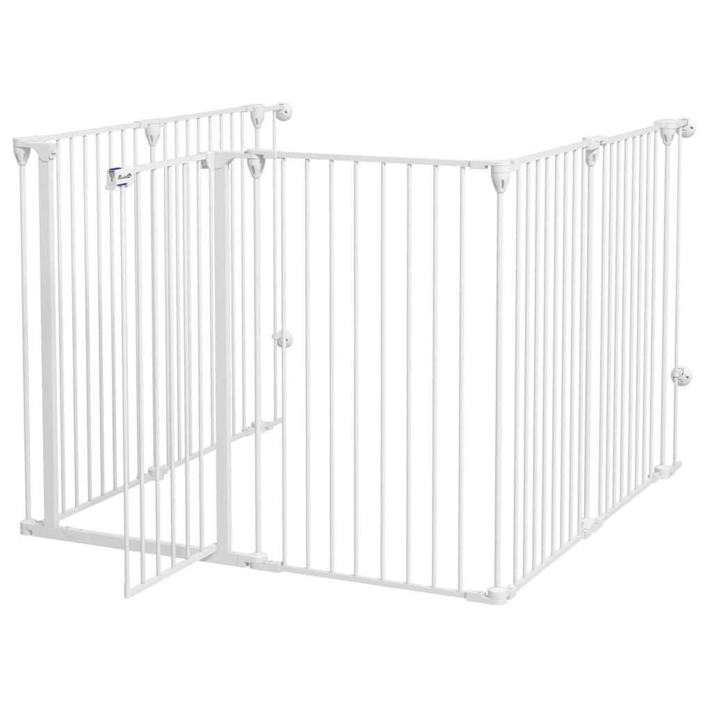 Cancelletto di Sicurezza per Animali Domestici 123x102x100 cm in Acciaio e Plastica Bianco