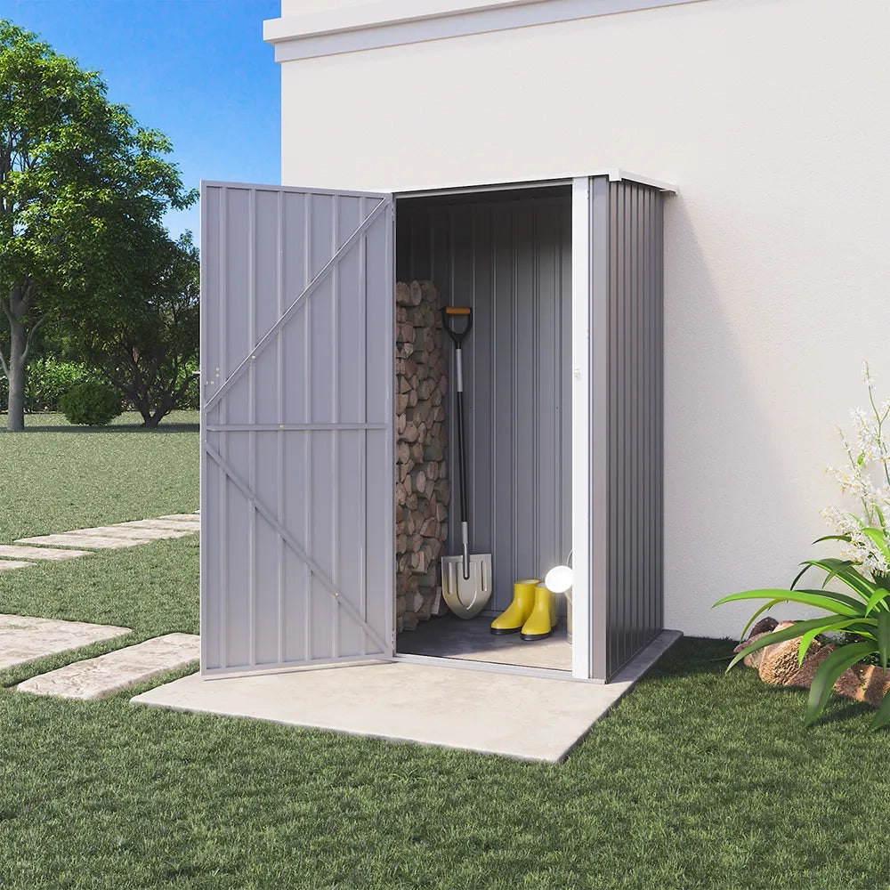 Casetta da giardino in acciaio zincato grigio 1,51x1,03xh1,96 m - 37,9kg- 1,55 metri quadri