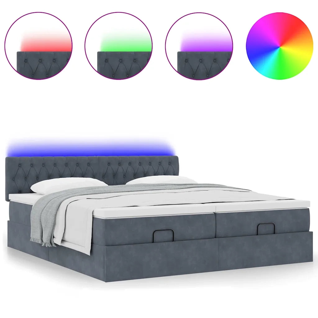 Struttura Letto Pouf con Materassi 200x200 cm Velluto