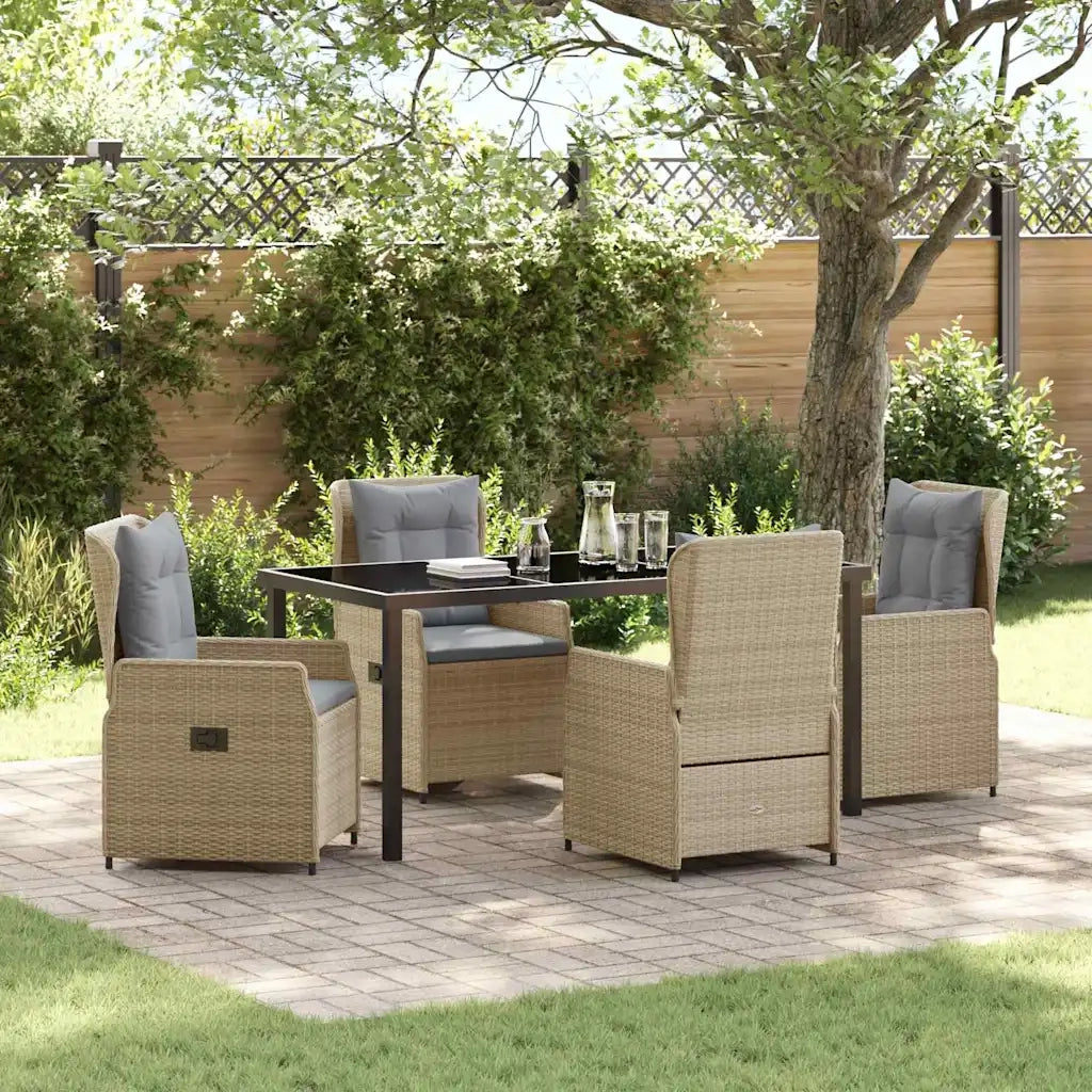 Set da Pranzo per Giardino 5 pcs Beige e Grigio Chiaro