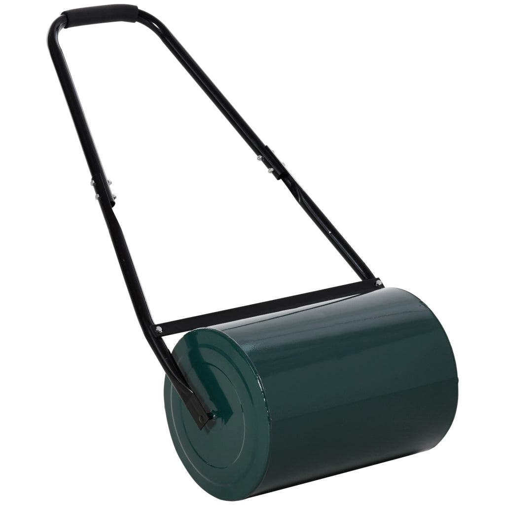 Rullo per Prato da 30L di Capacit¨¤ con Lama Raschiante, in Metallo, 102x50x30 cm, Verde Scuro