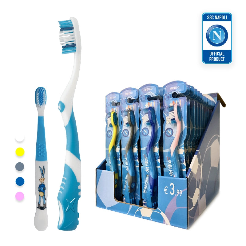 Kst-k6na48 - spazzolino da denti napoli official product - adulto unicolor + bambino mixed color - confezione 48pz - KSTK6NA48AUCBMC