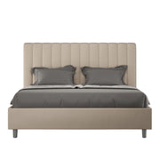 BS COM Letto matrimoniale con rete imbottito 160x210 similpelle tortora