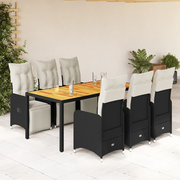 Set da Bistrò da Giardino 7 pz con Cuscini Nero in Polyrattan 3277131