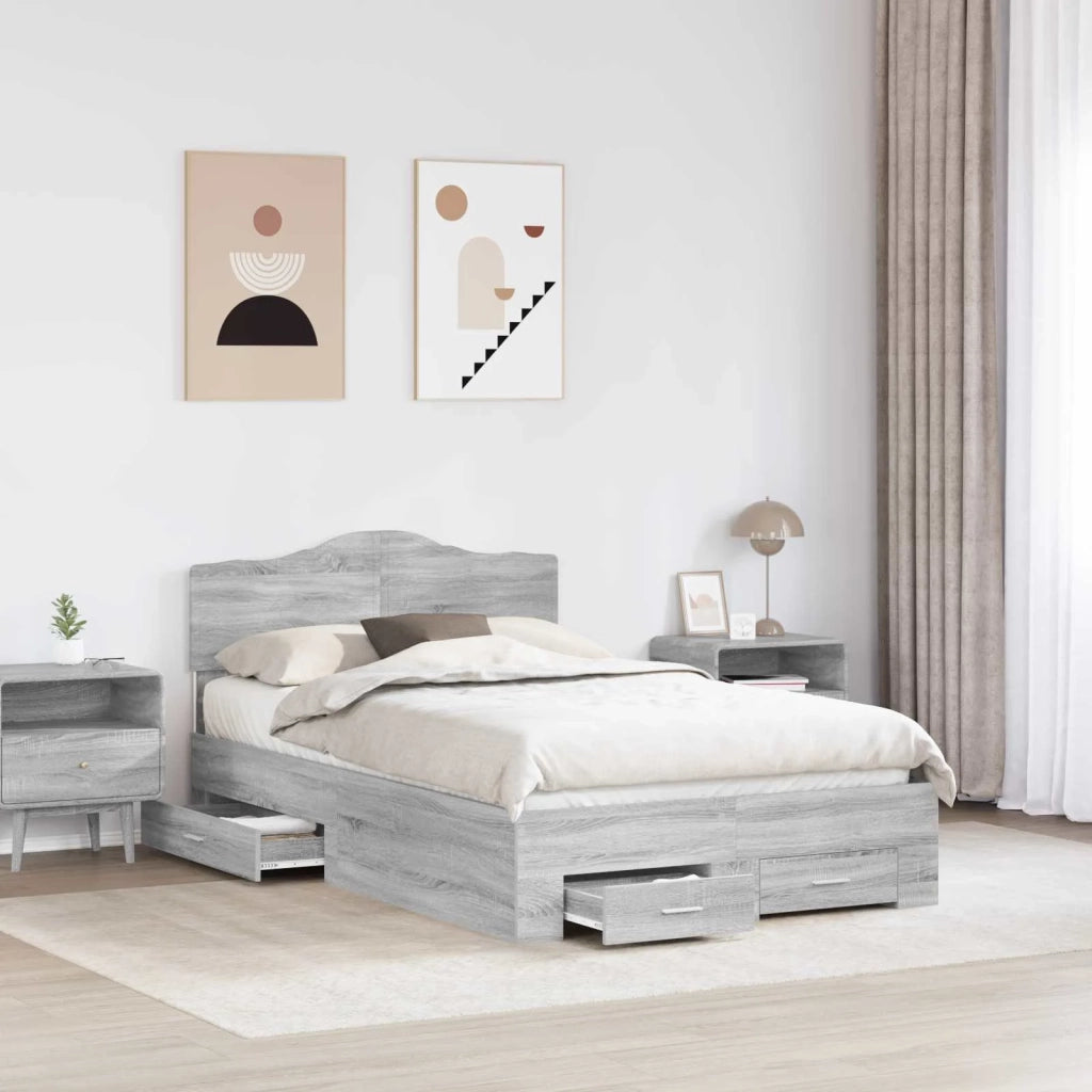 Letto matrimoniale | Letto per adulti | Struttura del letto con testiera Grigio Sonoma 120 x 190 cm