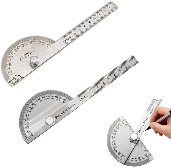 Misuratore angolare digitale 2 in 1 - Gradiometro - Scala di misura in acciaio inox - Braccio regolabile - Strumento di misura a 180 gradi - Per lavorazione del legno/edilizia