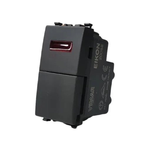 VIMAR EIKON - PULSANTE 1P NO 10A +SPIA ROSSA GRIGIO