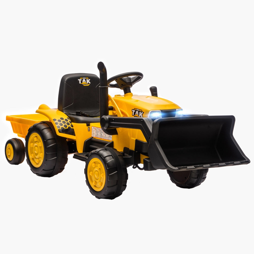 Escavatore Elettrico per Bambini 12V ¨C Xylo ¨C Giallo con Benna e Rimorchio