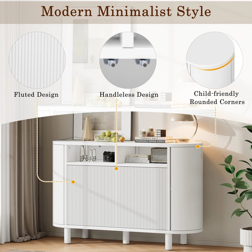 Credenza Moderna con Ante e Ripiani ¨C Xylo ¨C Bianco, Ingresso/Corridoio