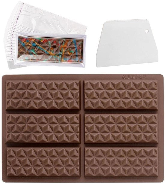 Forma per dolci in silicone - Antiscivellante - 1 pezzo - 26x17 cm - Incluso 100 sacchetti per confezione alimentare - Spazzola - Marrone - Silicone