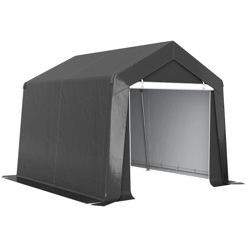 Tenda Carport Garage 3x3 m Tenda impermeabile Garage con porta a rotelle Ventilazione Finestra Bordo esteso Grigio scuro