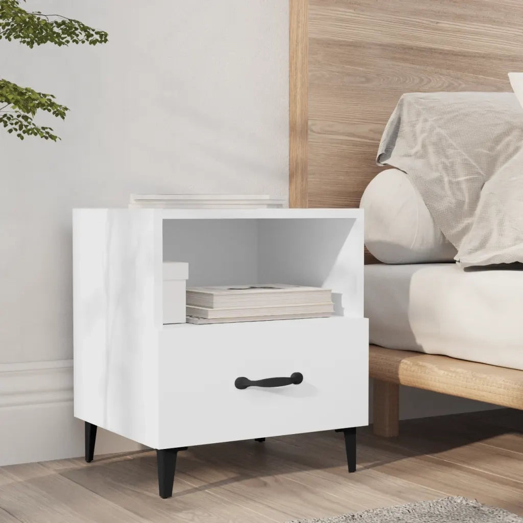 Comodino | Armadio da Notte | Mobiletto da notte Bianco in Legno Multistrato