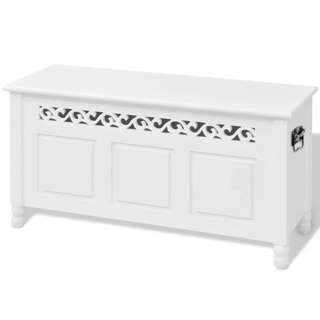 Cassapanca-Baule-Panca con Contenitore in Stile Barocco MDF Bianca