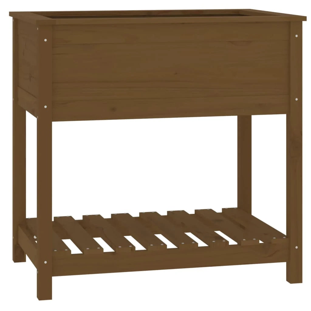 Fioriera rialzata per piante fiori patio giardino con ripiano 82,5 x 54 x 81 cm legno di pino marrone 02_0038403