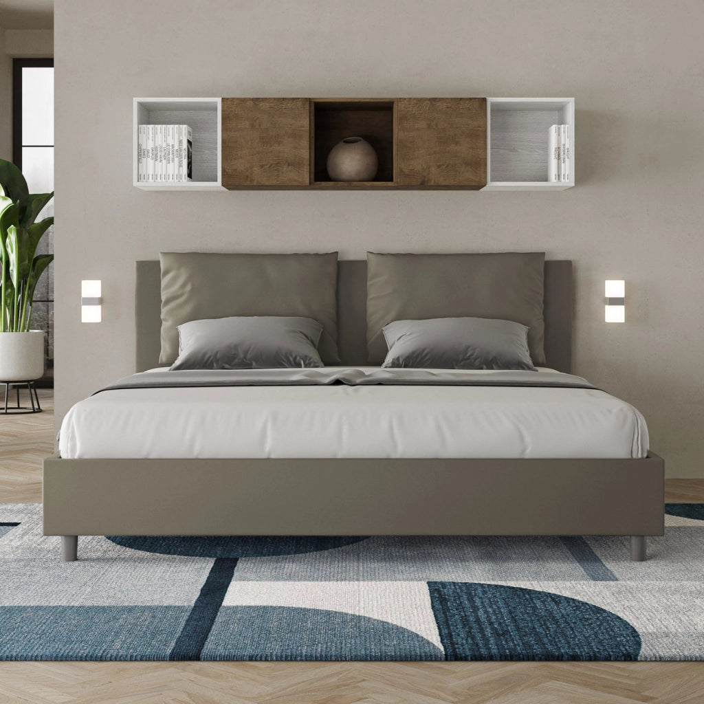 BS COM Letto con rete imbottito 180x190 similpelle cappuccino