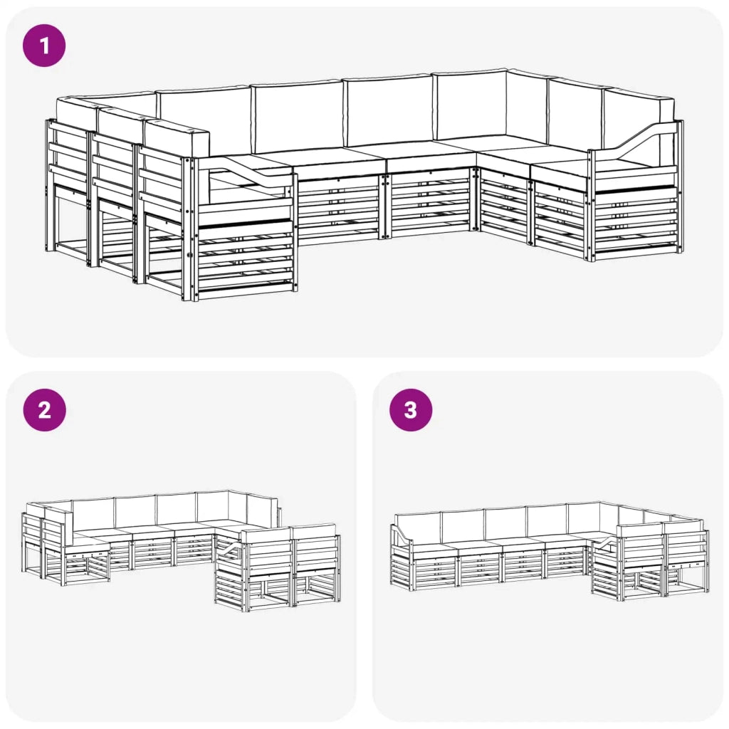 Set divano sezionale 9 pcs Bianco e Antracite 3392522