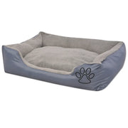 Cuccia per Cani con Cuscino Imbottito Taglia L Grigio 170415