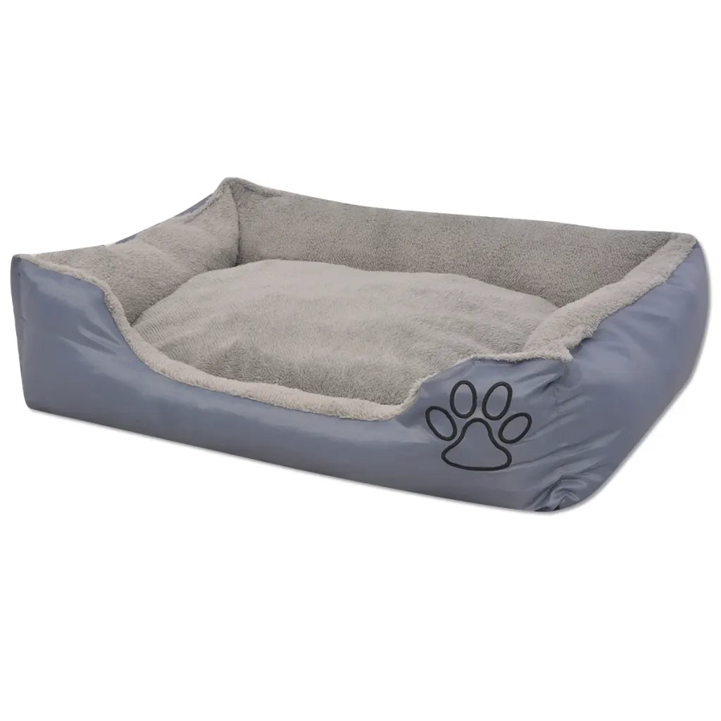 Cuccia per Cani con Cuscino Imbottito Taglia L Grigio 170415