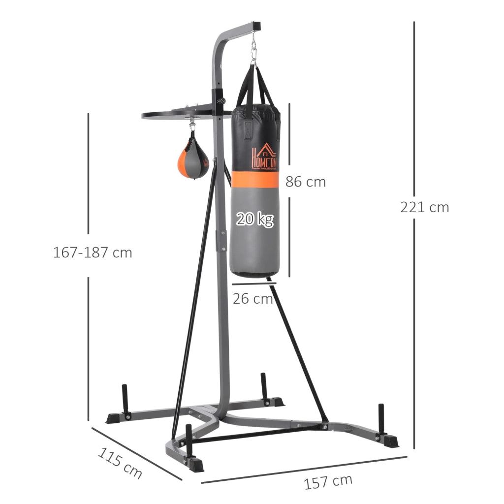 Supporto per Sacco da Boxe con Base ¨C Xylo ¨C Stazione con Palla Velocit¨¤ Inclusa Acciaio Nero