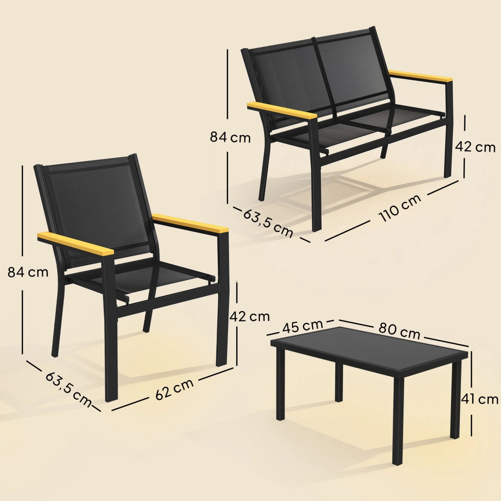 Set da giardino 4 pezzi con divano 2 posti ¨C Minimal ¨C nero