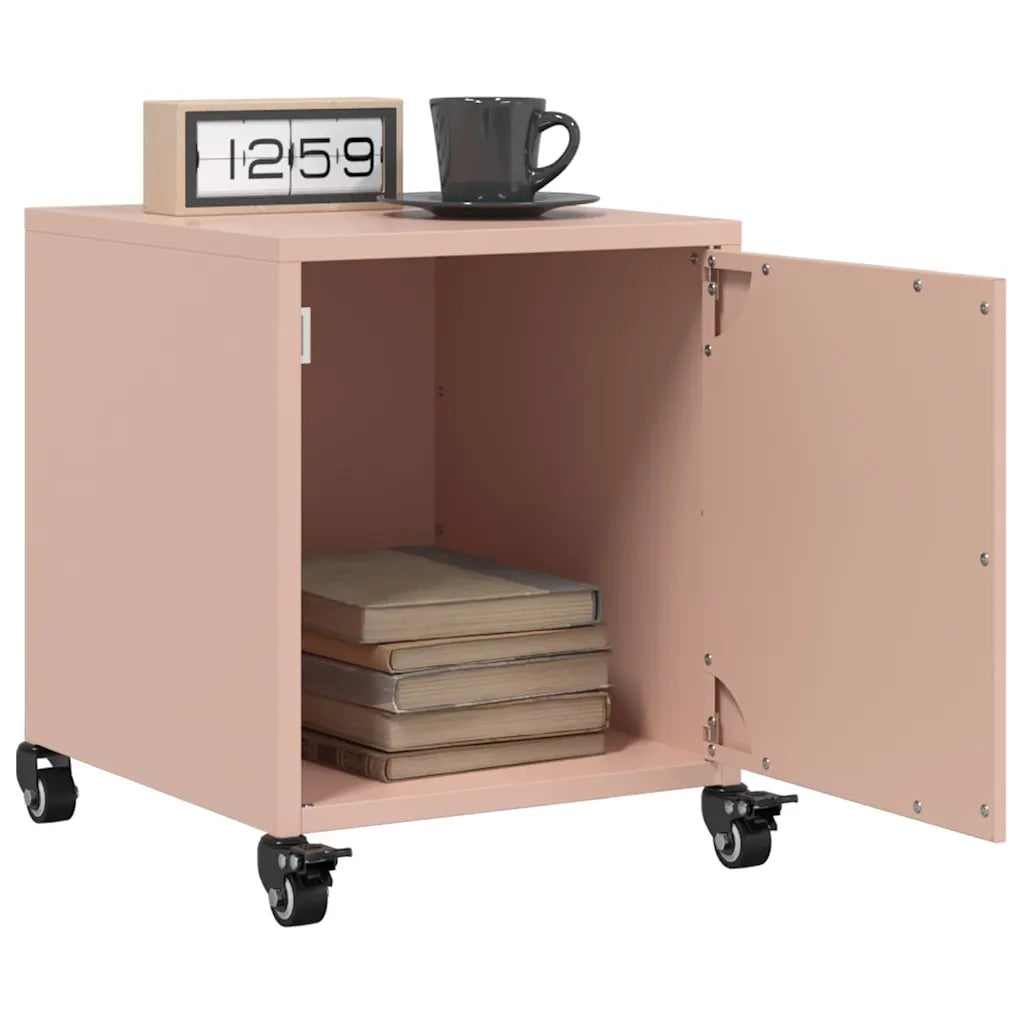 Comodino | Armadio da Notte | Mobiletto da notte Rosa 36x38,5x43,5 cm in Acciaio