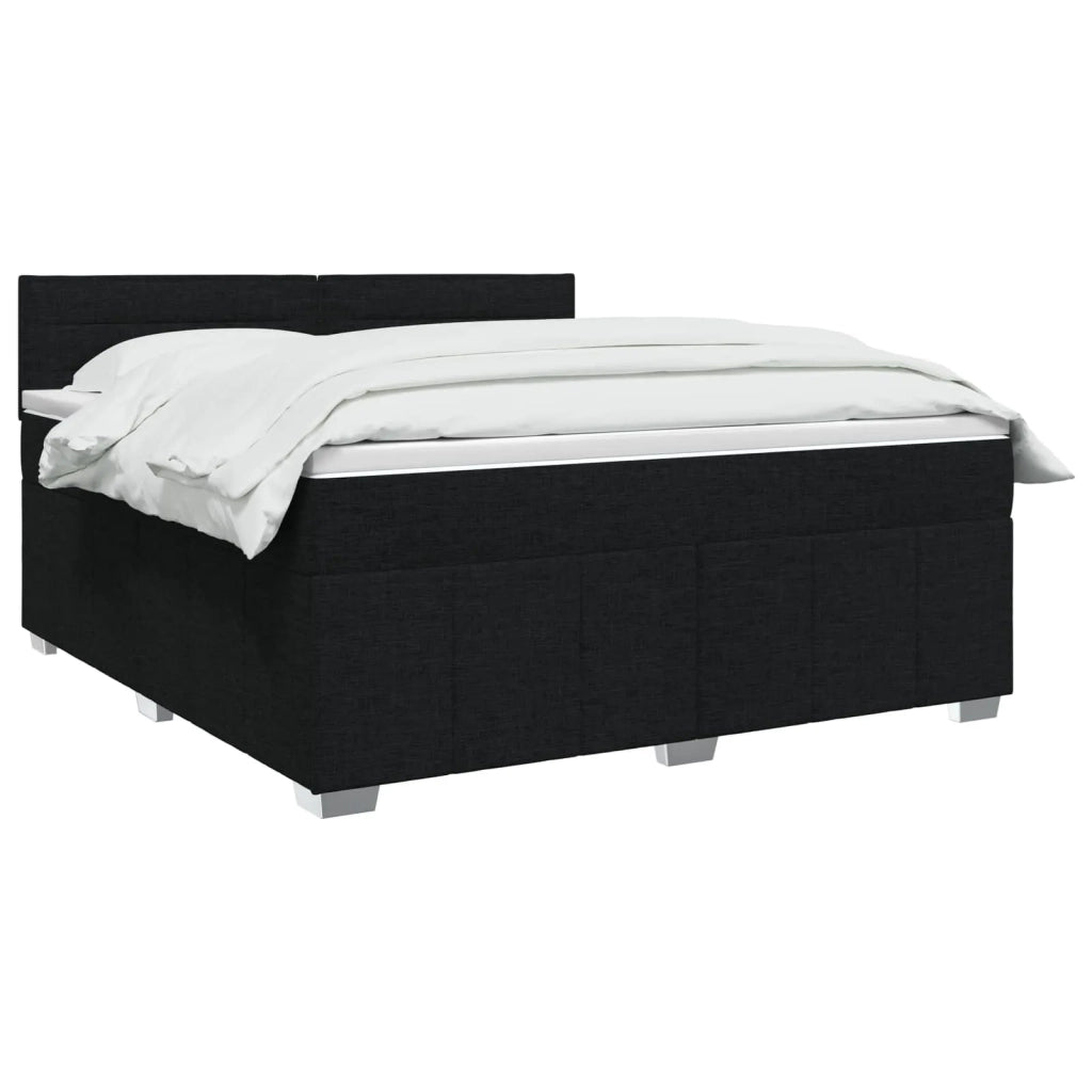 Letto box spring con materasso Nero 160 x 200 cm Tessuto 3451243