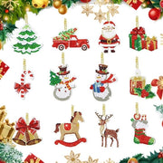 12 set di pendenti per Babbo Natale, dipinto di diamante con pendente 5D, fai da te stesso, per bambini e adulti, decorazioni natalizie, Natale creativo, manufatti a mano, regalo per artigianato.