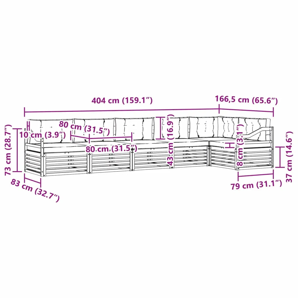Set di divani da esterno 6 pz Bianco e Antracite Poliestere 3390582