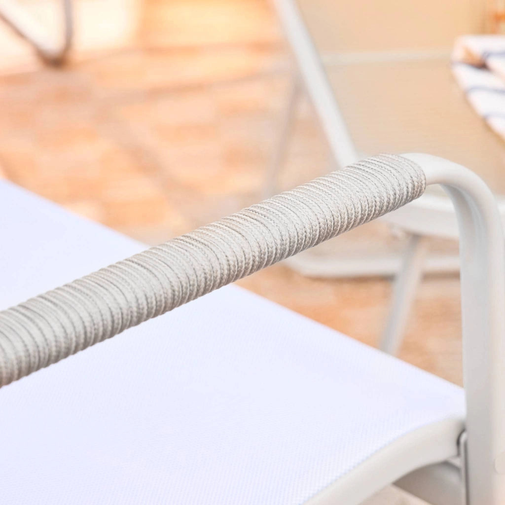 Salotto da giardino in acciaio, 4 posti, beige