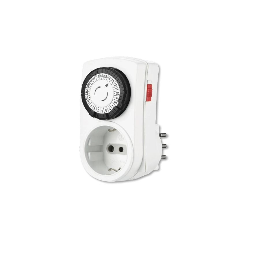 MINITIMER MECCANICO GIORNALIERO 48 PROGRAMMI SPINA 10A BIANCO SCHUKO