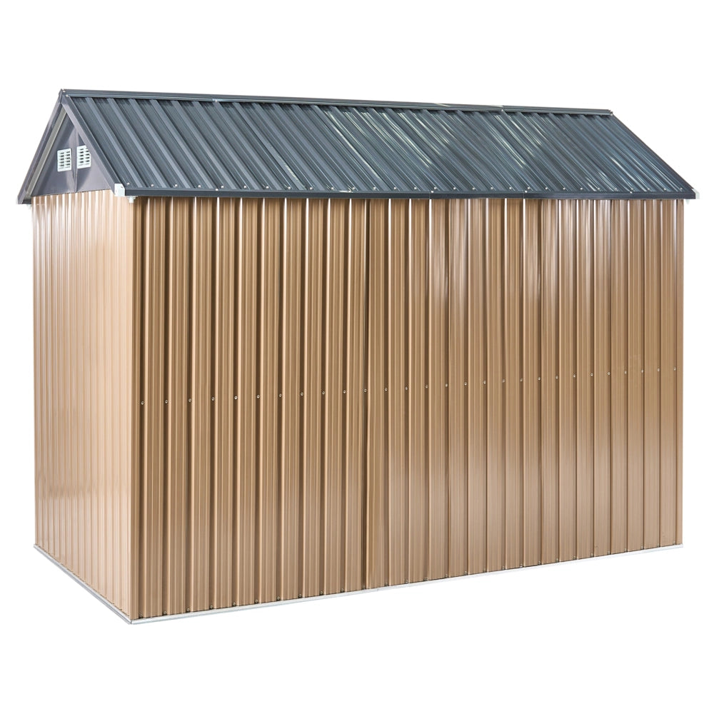 Capanno da giardino walk-in 300 x 235 cm in acciaio con chiusura a bullone resistente ai raggi UV impermeabile marrone