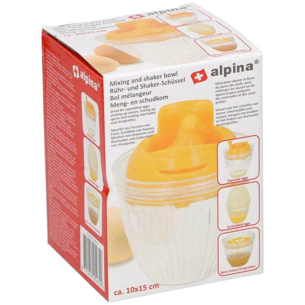 Ciotola Shaker e Mixer Miscelare Mescolare con Coperchio Separatore Uova in Plastica Giallo e Trasparente