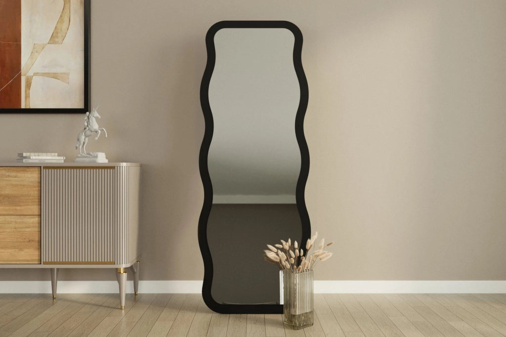 Bissone, Specchio Forma Rettangolare, 50x160h cm Nero